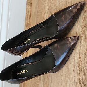 Prada Brown Leopard Print Heels